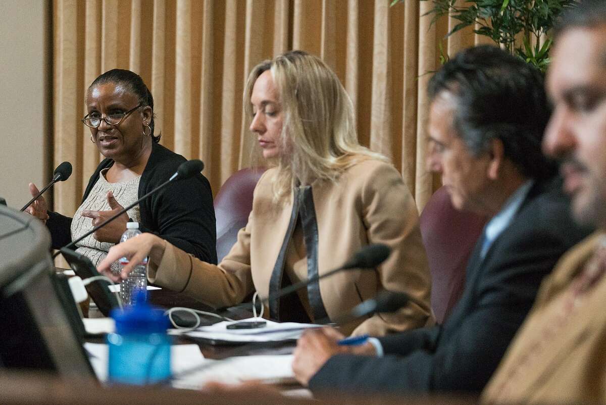 Council member Desley Brooks speaks during a special meeting about cannabis at Oakland City Hall in Oakland, Calif. on Monday, Nov. 14, 2015. The Oakland City Council held a meeting to hear a handful of proposed cannabis laws including a controversial 25% tax on profits made by cannabis businesses.
