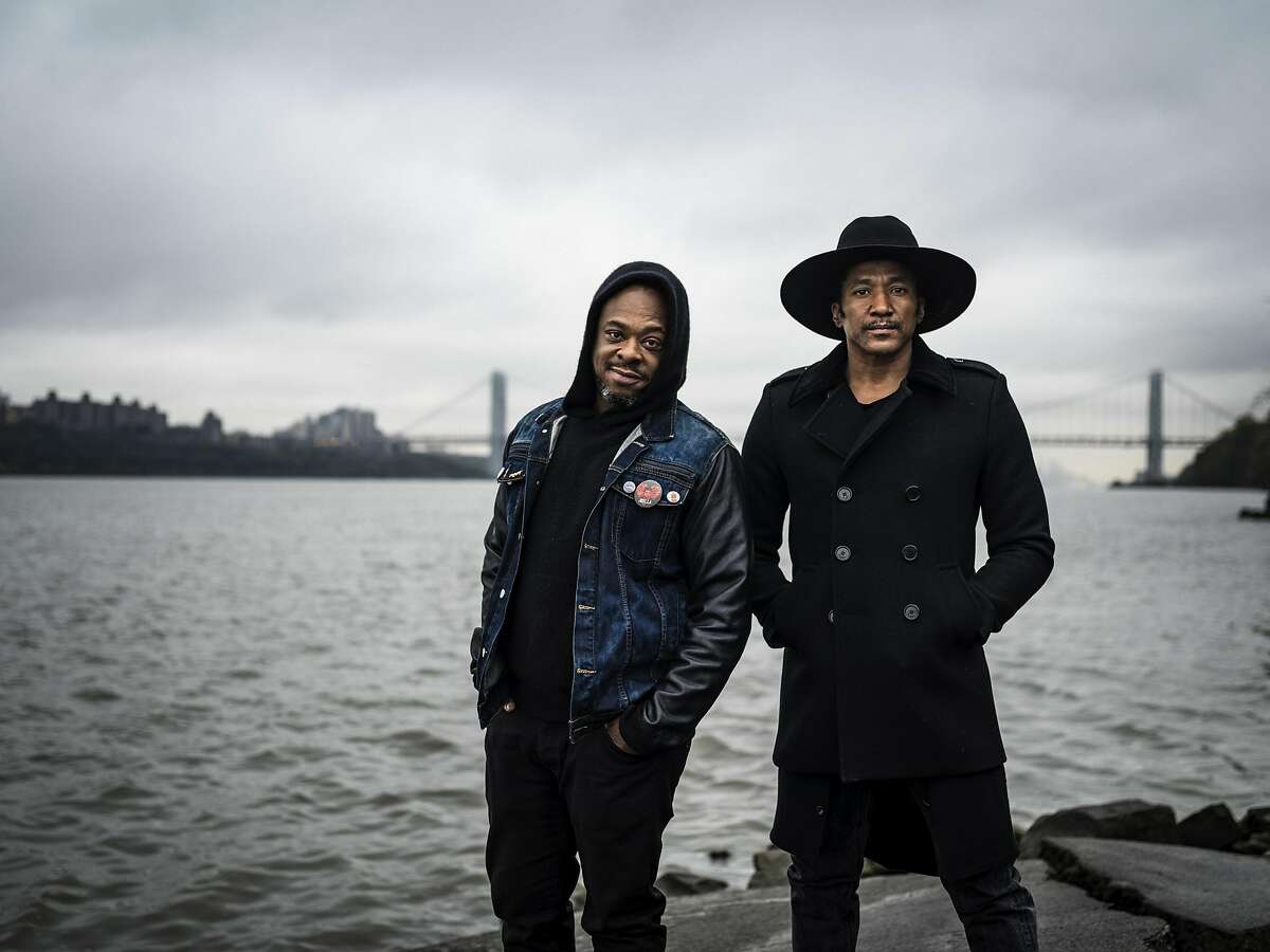 Jarobi White, left, and Q-Tip, members of A Tribe Called Quest in Englewood Cliffs, N.J., Oct. 27, 2016. Recorded just before the death of their other co-founding member Phife Dawg in March, the group is releasing �We Got It From Here, Thank You for Your Service,� their first in 18 years. (Chad Batka/The New York Times)