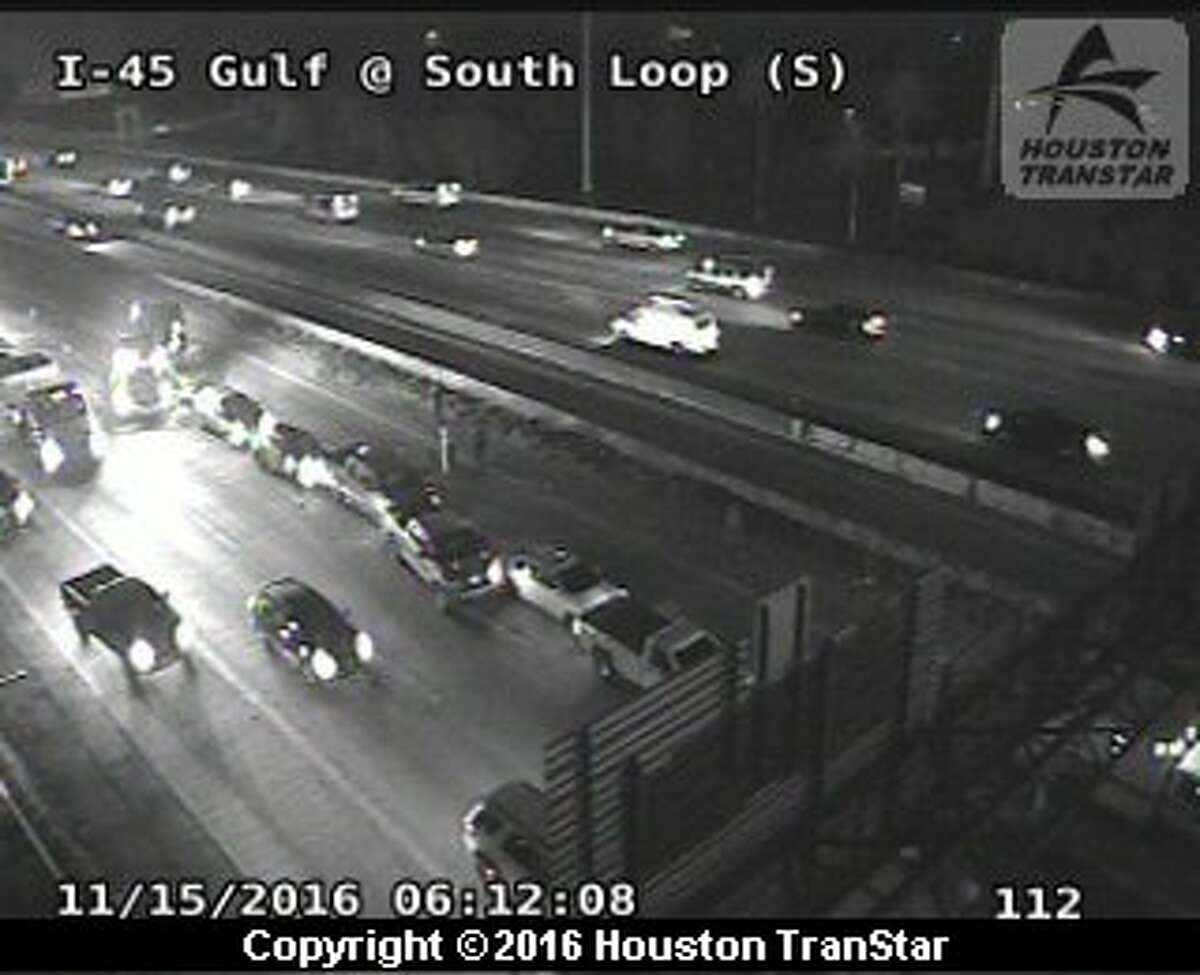 A six-vehicle accident at I-45 Gulf Freeway northbound near the 610 South Loop was blocks traffic heading toward downtown early Tuesday, Nov. 15, 2016.