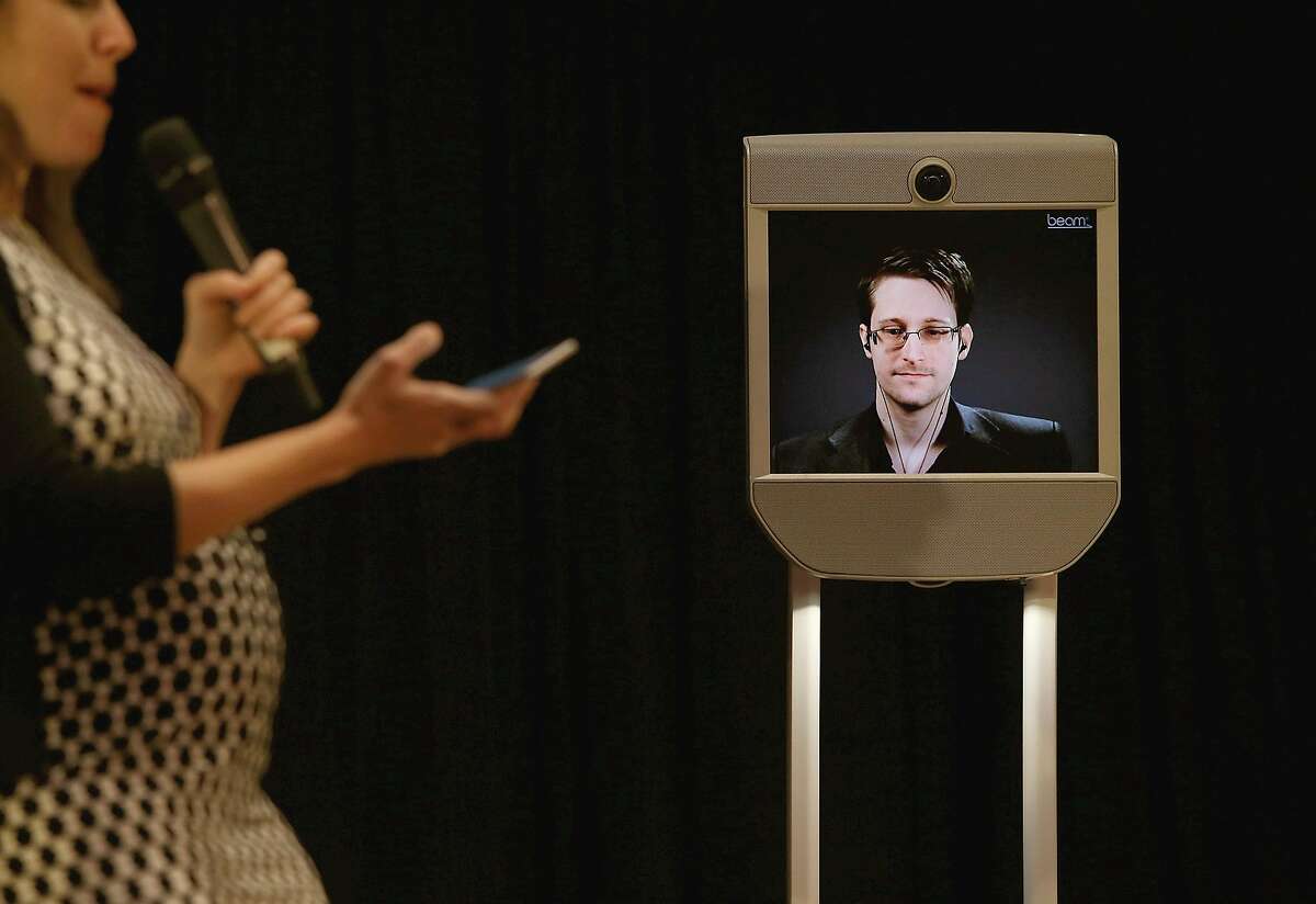 Former Central Intelligence Agency (CIA) employee and american computer professional Edward Snowden at Fusion's Real Future Fair at the Oakland Museum on Tuesday, November 15, 2016, in Oakland, Calif.