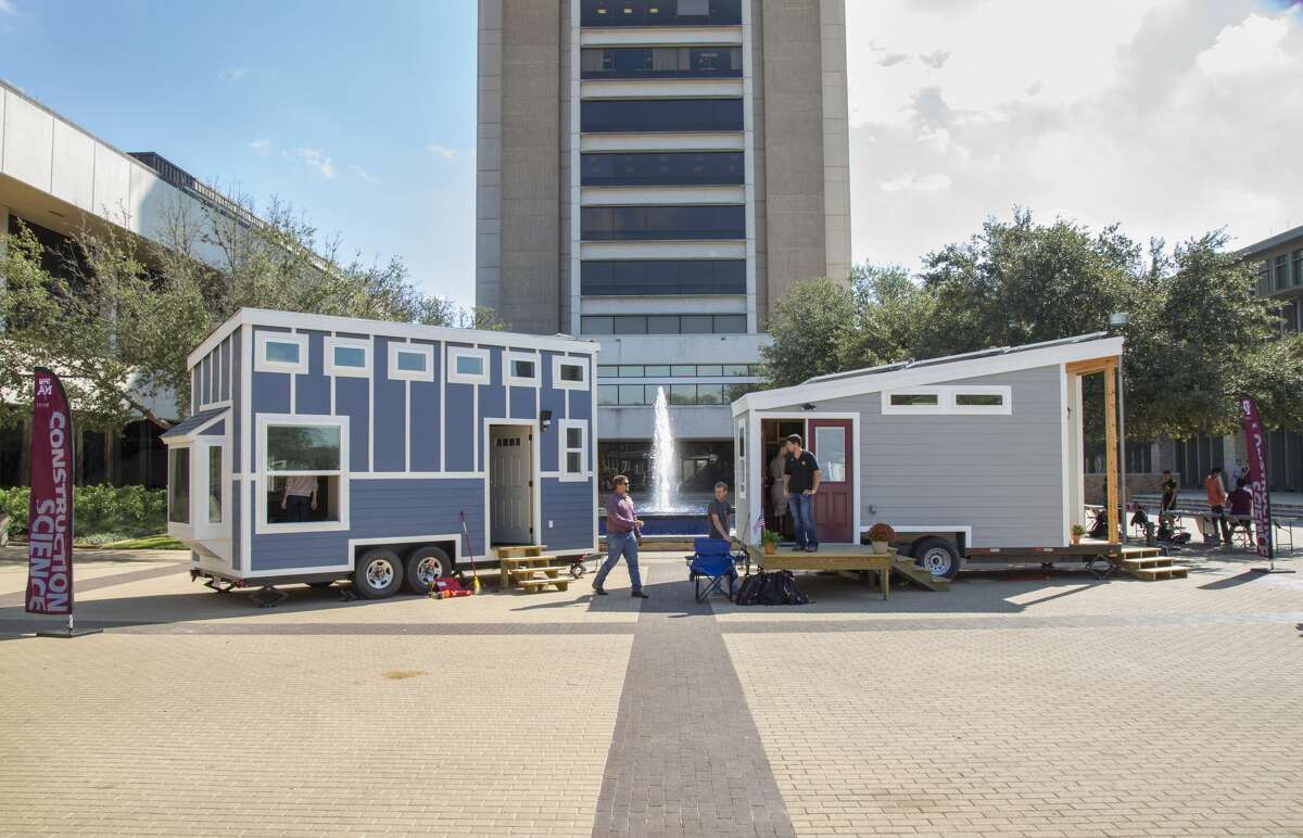 Students at the Texas A&M College of Architecture recently completed two tiny homes for the homeless. Click through to view pictures of the home's interior and construction.