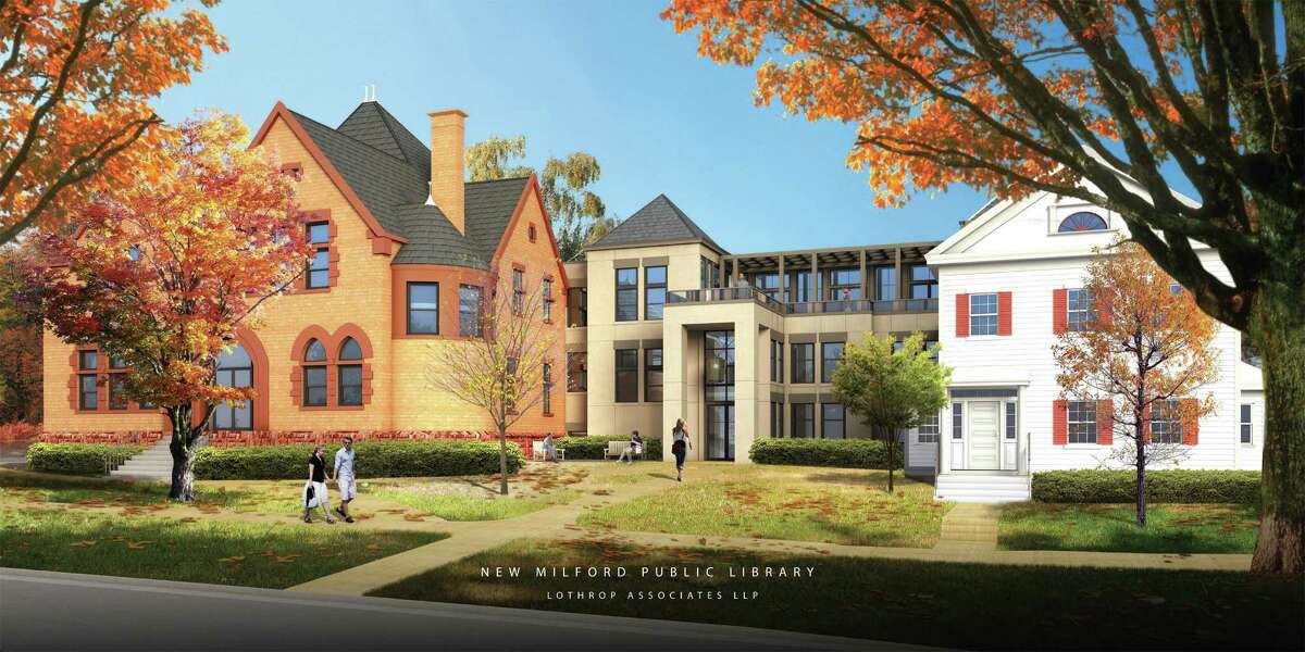 Architect's rendering of the renovation design for the New Milford Library.