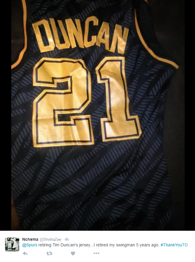 Tim duncan outlet jersey retirement ceremony