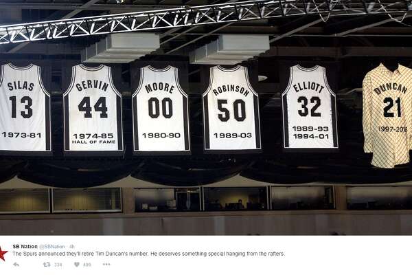 Spurs fans react to Tim Duncan jersey 