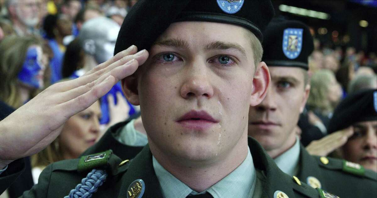 This image released by Sony Pictures shows Joe Alwyn, portraying Billy Lynn, in a scene from the film, "Billy Lynn's Long Halftime Walk," in theaters on November 11. (Mary Cybulski/Sony-TriStar Pictures via AP)