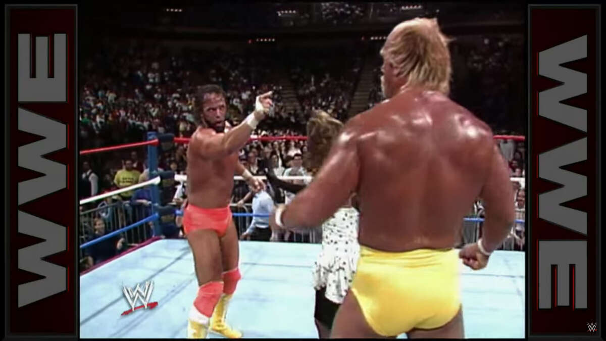 1989: Royal Rumble goes wrong Hulk Hogan argued with Randy "Macho Man" Savage during the World Wrestling Federation's Royal Rumble event at the Summit in Houston, Texas on Jan. 15, 1989. Savage yelled at Hogan after the latter accidentally knocked him out of the ring during the Royal Rumble match.