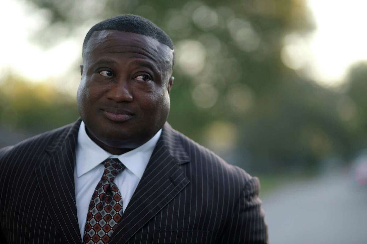 Quanell X, leader of the New Black Panther Party, during a visit to the South Acres street where he grew up, Wednesday, Oct. 26, 2016, in Houston. Quanell spent time dealing drugs in the area, especially at the intersection three doors down from his grandmother's house.