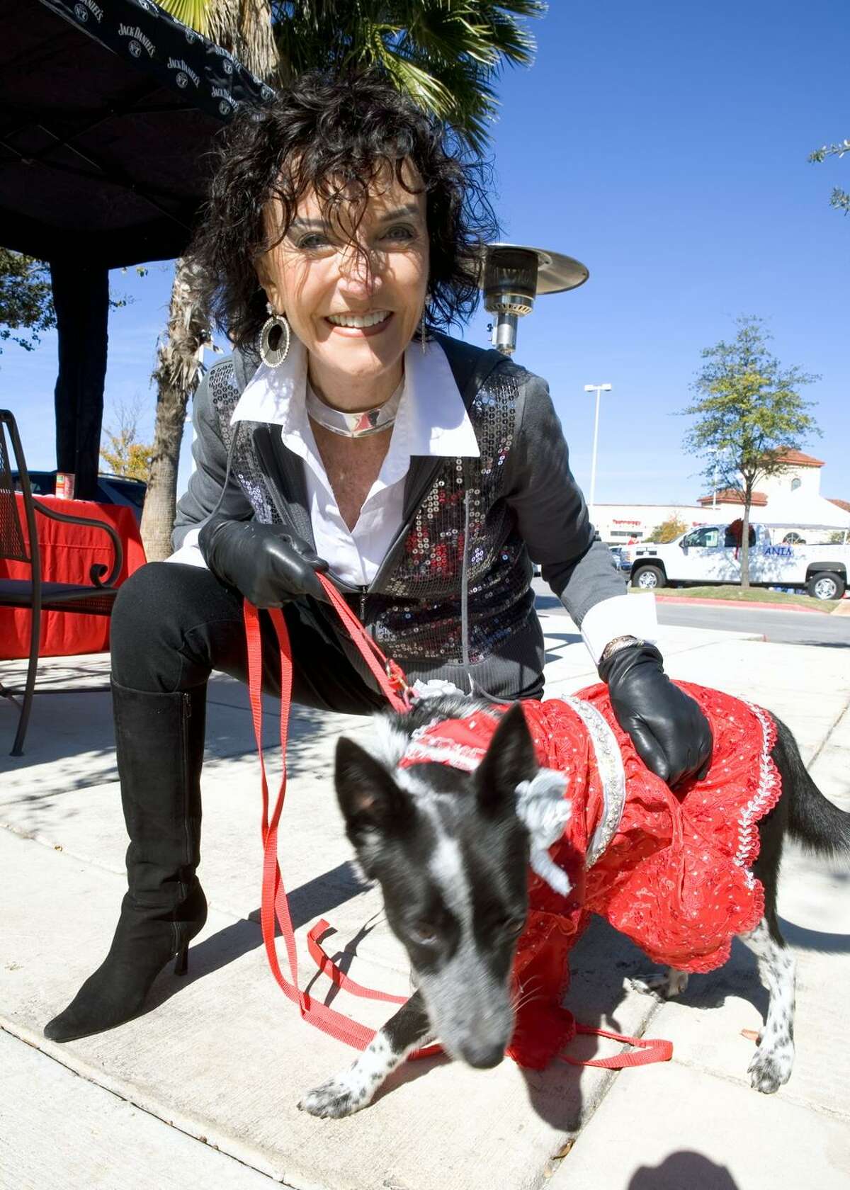 Donna Muslin gets ready to walk the red carpet with Sarah at the Animal Friends' Red Carpet Holiday Event in December 2009.