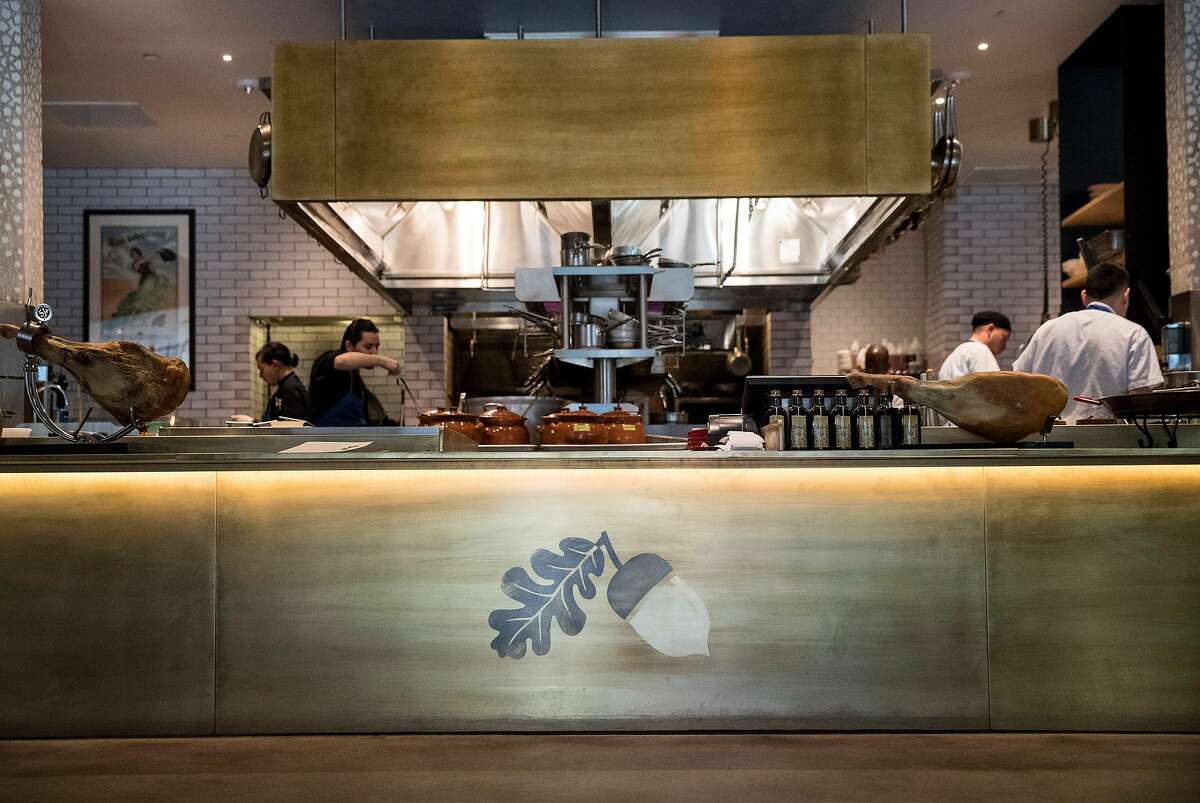 The entrance to Bellota, a new Spanish cuisine restaurant in SoMa by the Absinthe Group, features an acorn detail in San Francisco, Calif., on Thursday, November 17, 2016. Interior designer Kendall Wilkinson worked on the restaurant's design.
