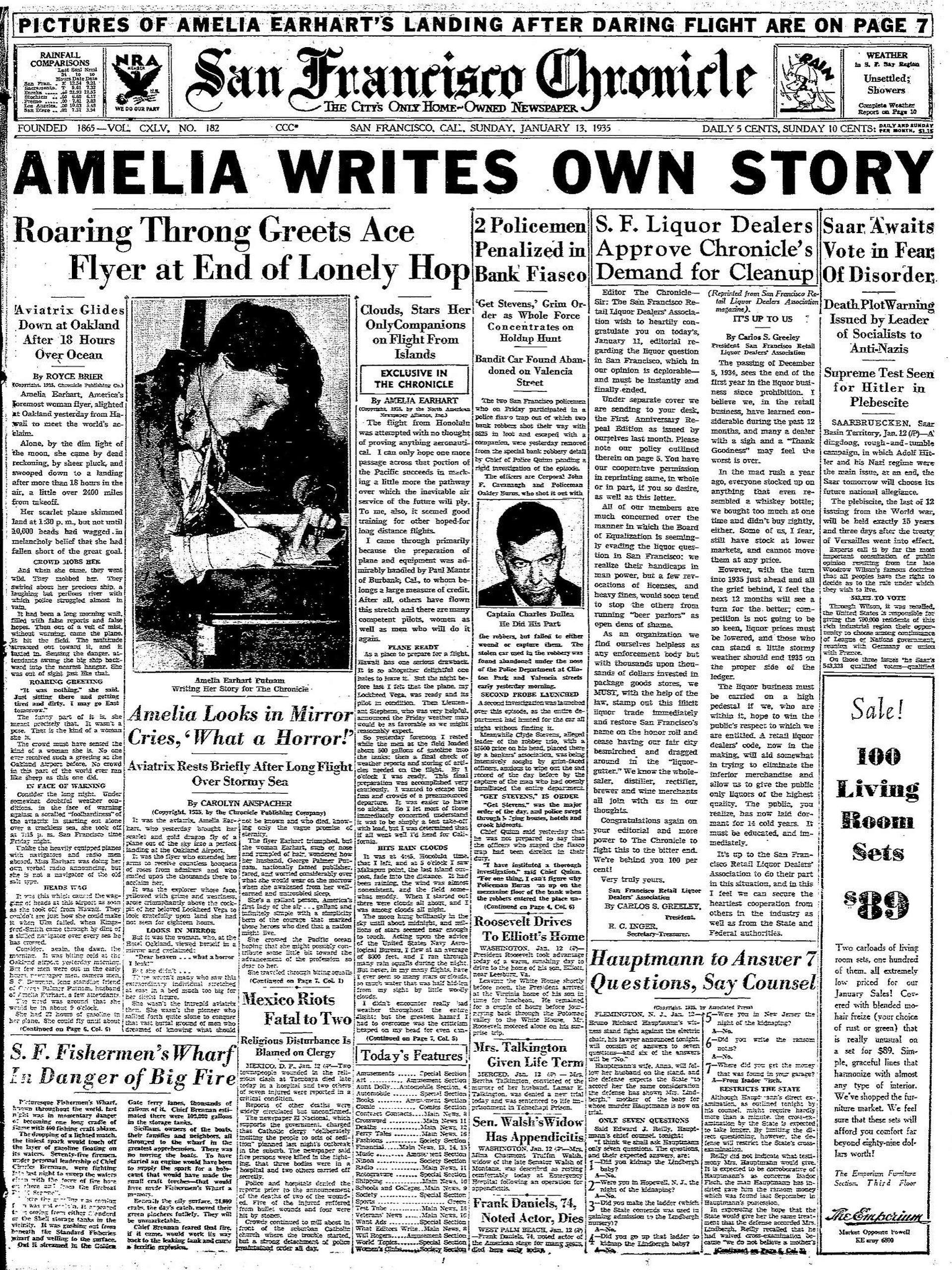 Chronicle Covers: Amelia Earharts historic Oakland landing