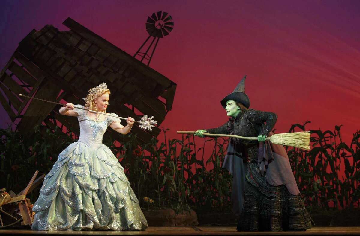 “Wicked” will be on stage at the Toyota Oakdale Theatre in Wallingford, Wednesday, Nov. 30, through Sunday, Dec. 11. Amanda Jane Cooper as Glinda, left, and Jessica Vosk as Elphaba.