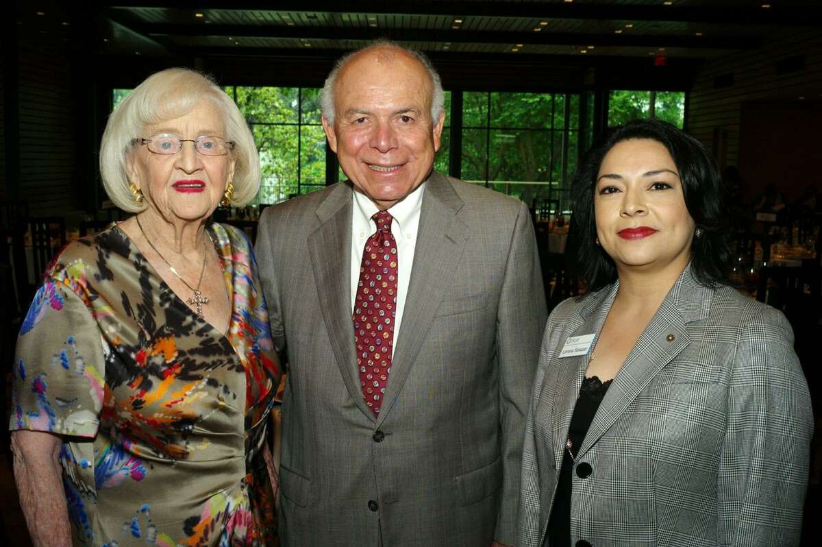 Rosemary Kowalski (from left), Jose E. Martinez and Lorena Salazar at the Free Trade Alliance, Women In International luncheon at the Briscoe Western Art Museum on 5/9/2013. This is #1 of 3 photos. names checked photo by leland a. outz