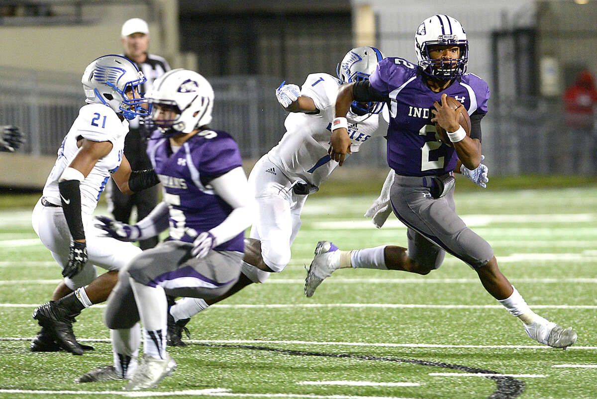 Port Neches-Groves' Roschon Johnson is brought down by Fort Bend Willowridge's defense during Friday night's Class 5A Division II match-up at Stallworth Stadium in Baytown. Photo taken Friday, November 18, 2016 Kim Brent/The Enterprise