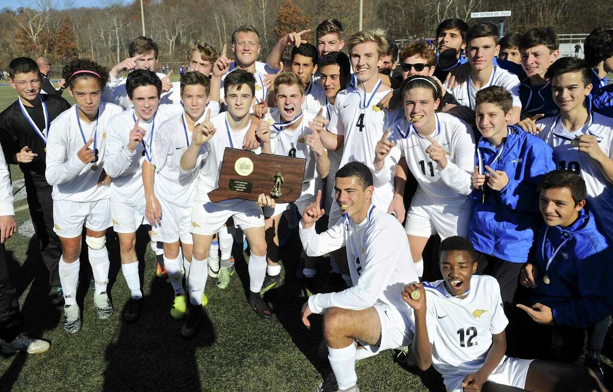 Brookfield High School won the boys Class M state soccer championship on Saturday, November 19, 2016, on Ray Snyder Sr. Field, in Waterbury, Conn. Brookfield High School defeated Ellington High School 1-0 to win the State Championship in Class M boys soccer.