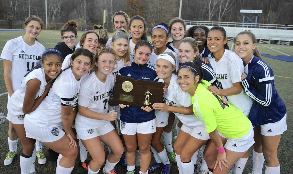 Notre Dame-Fairfield will share the girls Class M state championship girls high school Class M soccer state championship after battling to a 0-0 tie with Immaculate in regulation and overtime on Saturday afternoon, November 19, 2016 on Ray Snyder Sr. Field, in Waterbury, Conn.