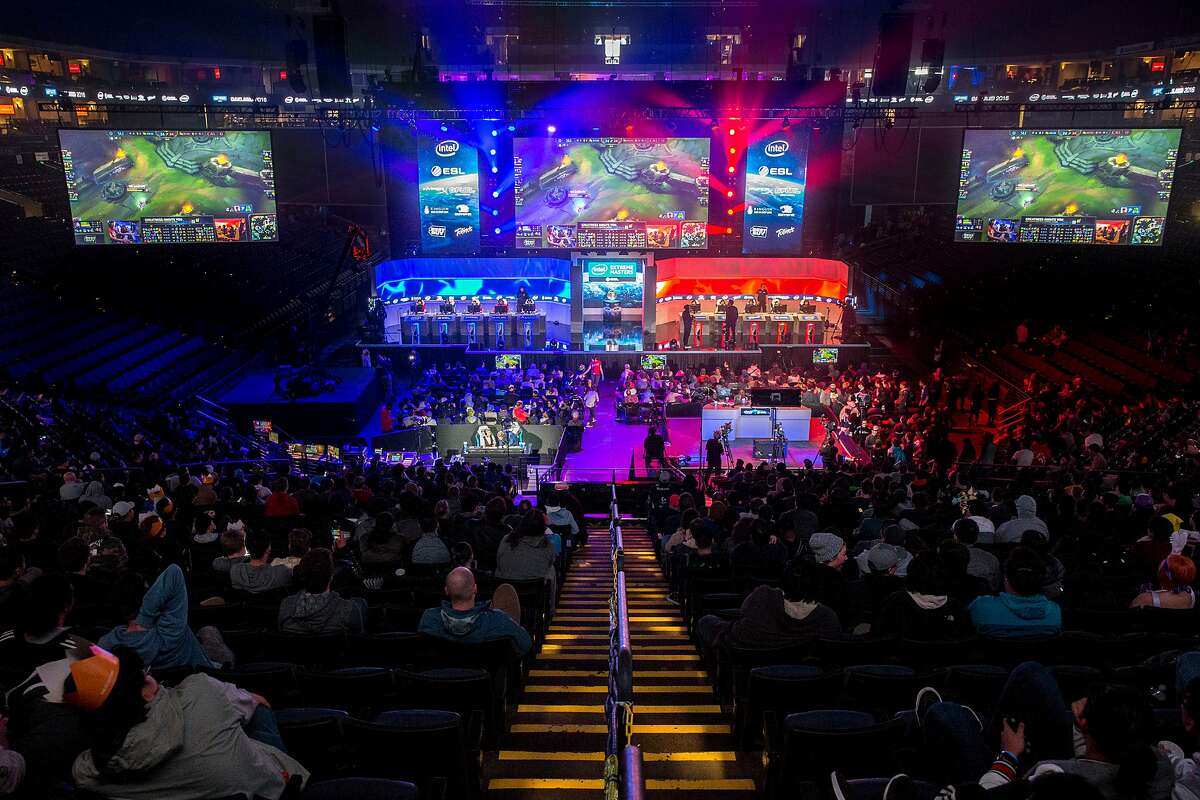 A League of Legends match between Stanford (left) and UC Berkeley, during the Intel Extreme Masters at the Oracle Arena on Saturday, Nov. 19, 2016 in Oakland, Calif.