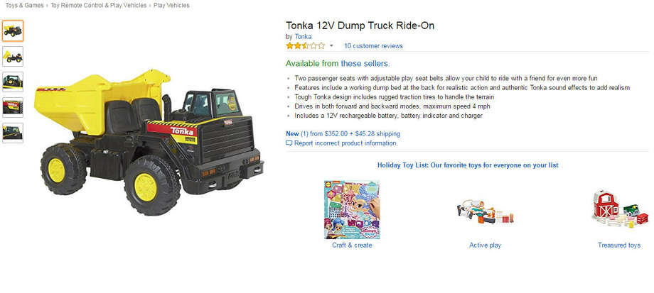 tonka truck 12v ride on