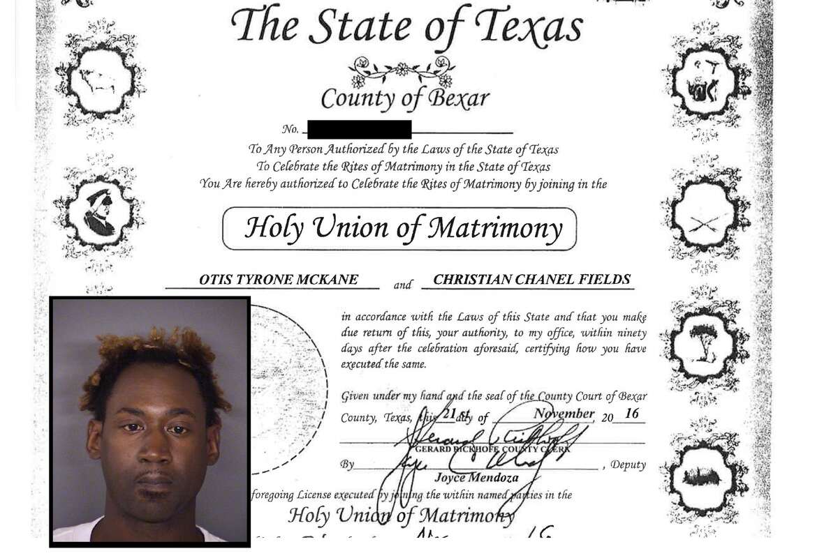 A screenshot of Otis Tyrone McKane and Christian Chanel Fields' marriage license.