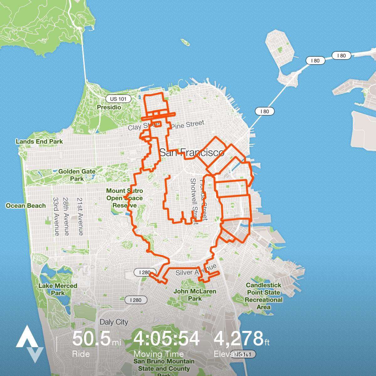 Bret Lobree tracked his route with GPS as he and his friends completed the Turkey Ride in San Francisco on Nov. 21, 2016. 