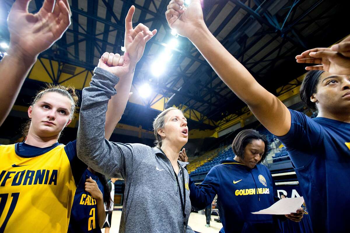 Cal women's basketball coach Lindsay Gottlieb leads a practice session on Tuesday, Nov. 22, 2016, in Berkeley, Calif.