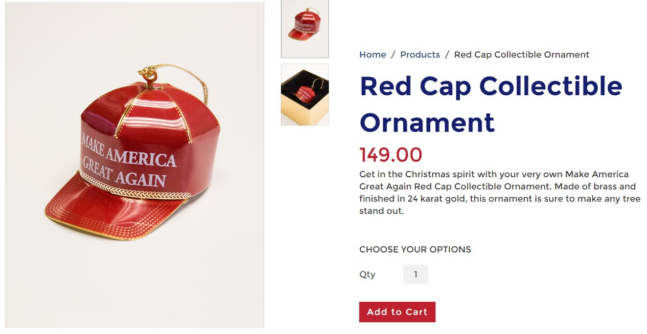 trump cap ornament