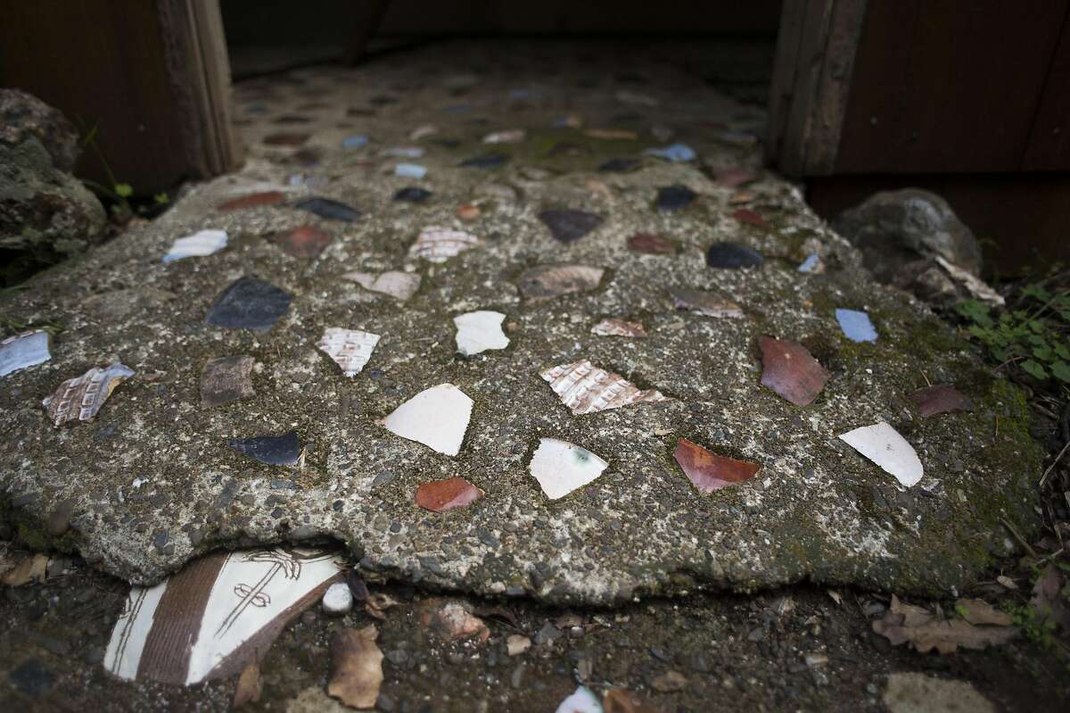 The small ceramics compound at Pond Farm in Guerneville, CA on November 22, 2016. When acclaimed ceramicist Marguerite Wildenhain died, control of the land went to the state parks service and it is in the process of being restored. Pieces of pottery adorn the entryway to the building.