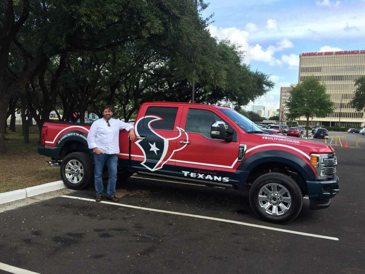 Bryan Caswell with a Built Ford Tough Truck. Ford, the Official Truck of the NFL, is partnering with Caswell for a special promotion using Uber.