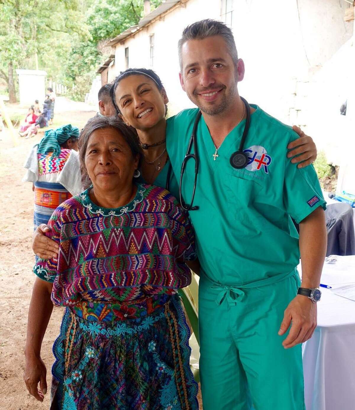 Art Campsey and Claudia Weiderman with Guatemalan patient during a Global Health Reach trip to Santa Apolonia, Guatemala, in June. GHR provides ongoing medical care to underserved communities in Guatemala and Vietnam.