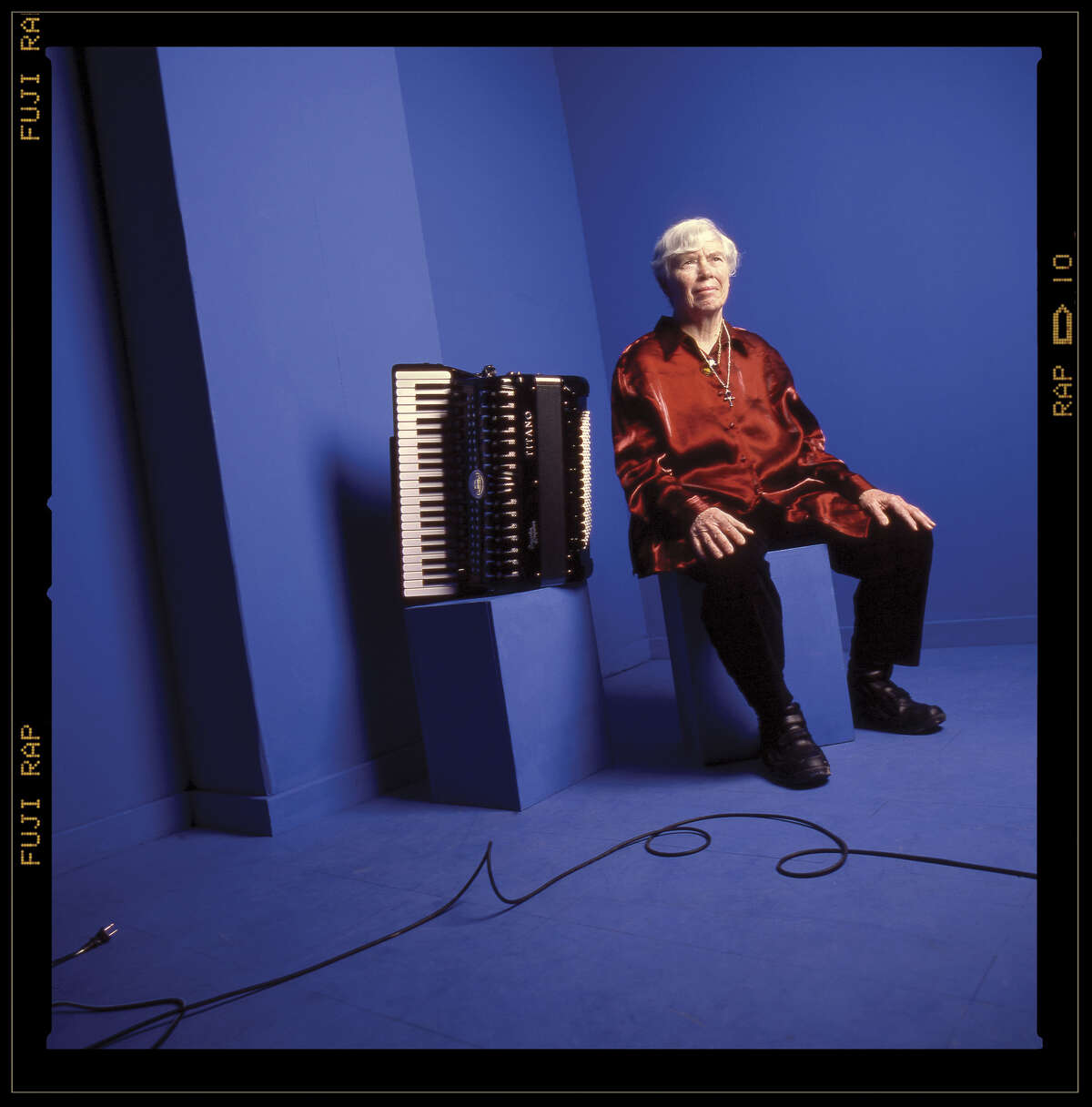 Founder of the "Deep Listening" technique, Pauline Oliveros. Credit: Mark McCarty. RESTRICTED TO ONE TIME USE. Use on A1 as tease OK. Online use OK for 7 days. MUST CREDIT.