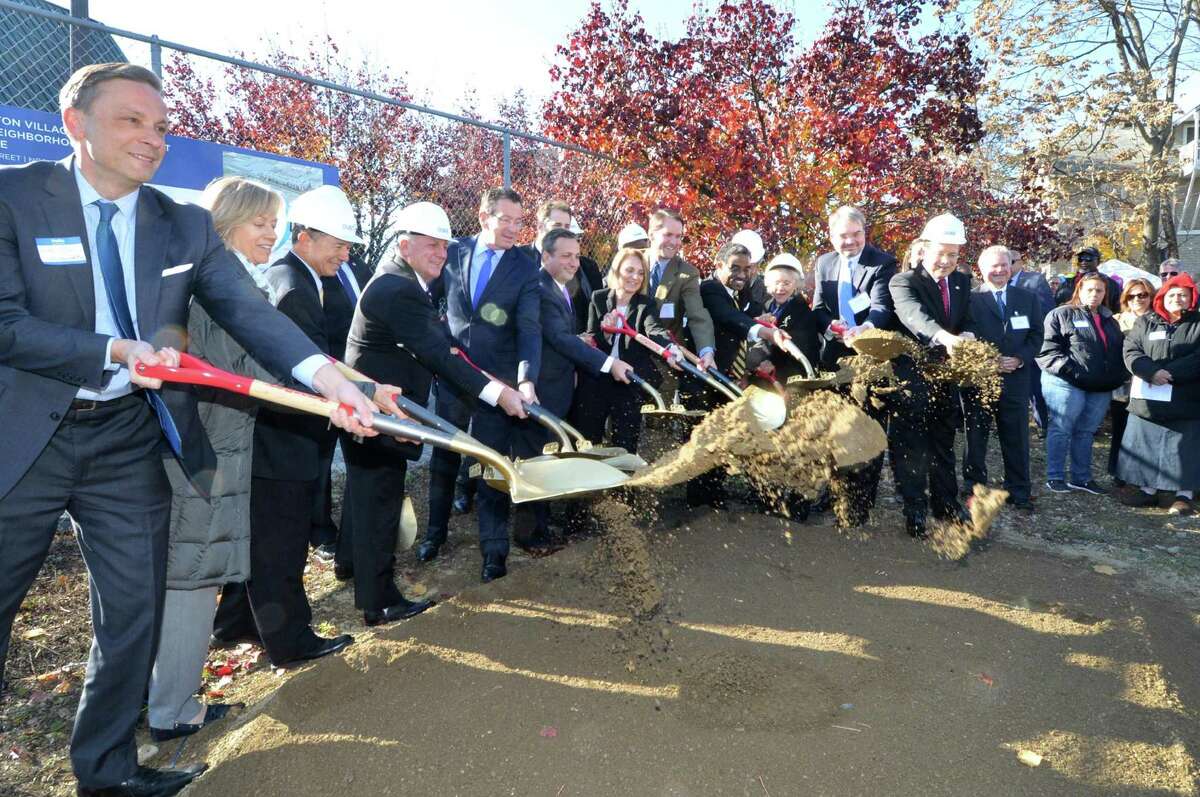 City, state, federal and civic leaders, including Governor Dan Malloy and Norwalk Mayor Harry Rilling put shovels in the ground at the Choice Neighborhood Phase 1 Groundbreaking Ceremony for the Washington Village housing complex reconstruction, on Monday November 28, 2016 in Norwalk Conn.