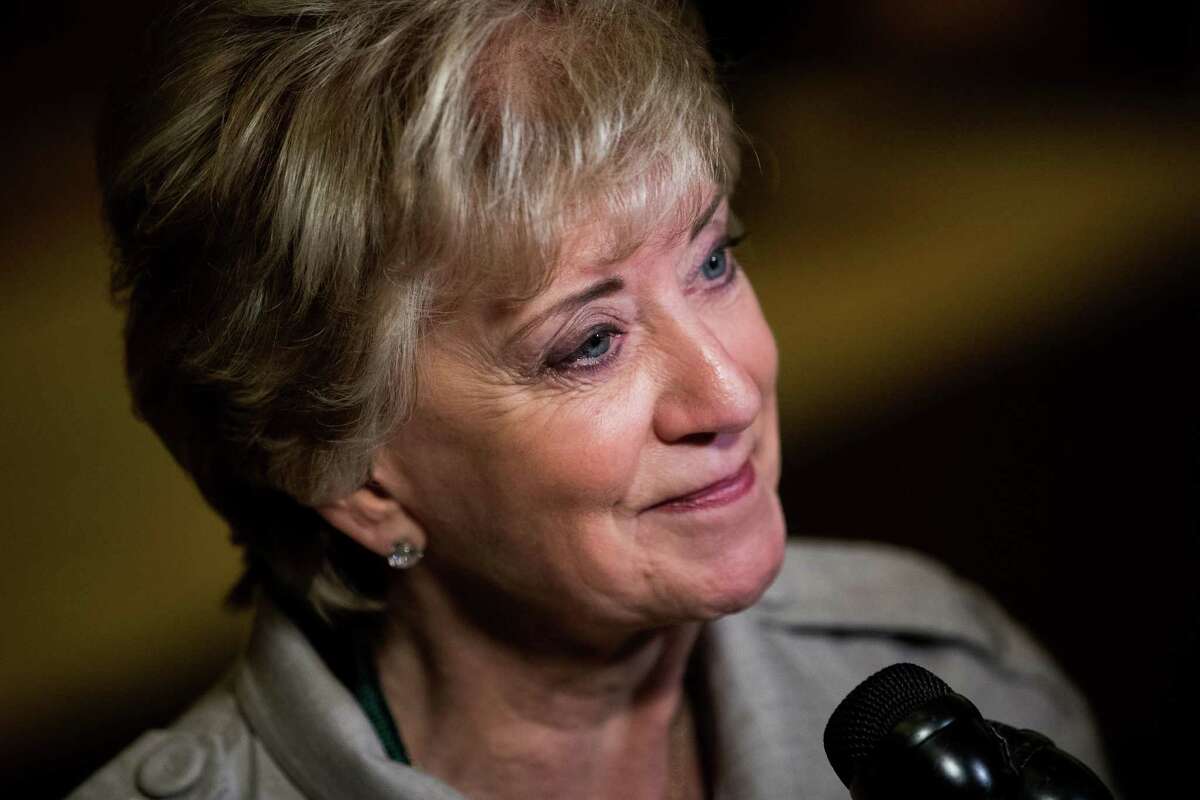 Linda McMahon, former CEO of World Wrestling Entertainment (WWE), speaks to reporters at Trump Tower, November 30, 2016 in New York City. President-elect Donald Trump and his transition team are in the process of filling cabinet and other high level positions for the new administration.