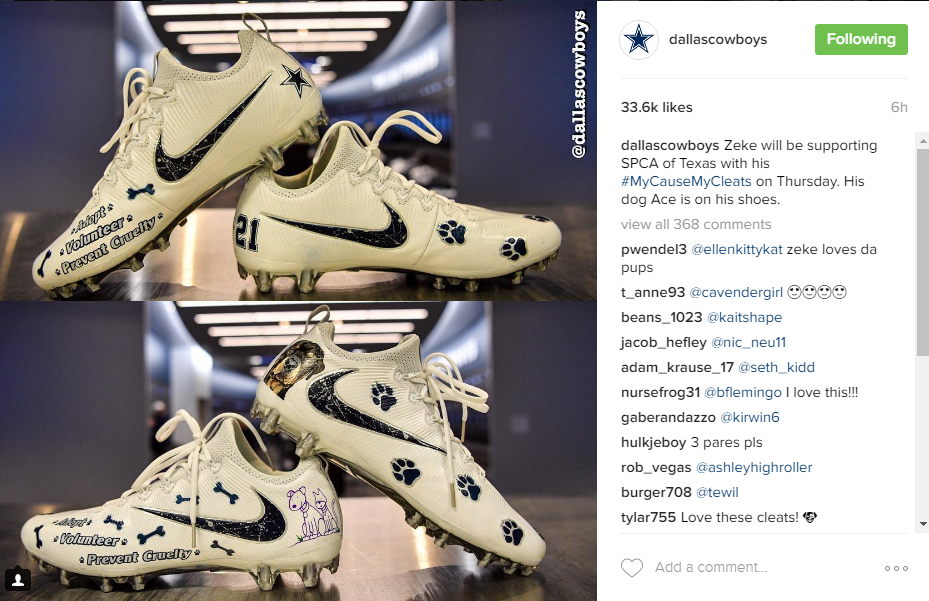 Cowboys speciality cleats will raise awareness for various