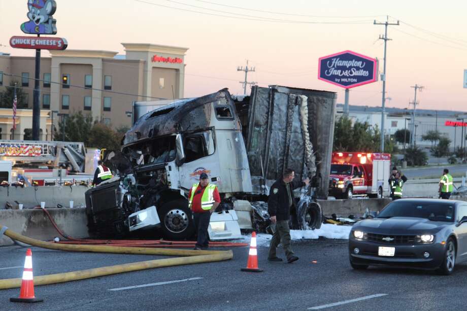 Fiery 18 Wheeler Crash Shuts Down Lanes On Interstate 35 Near Loop 1604