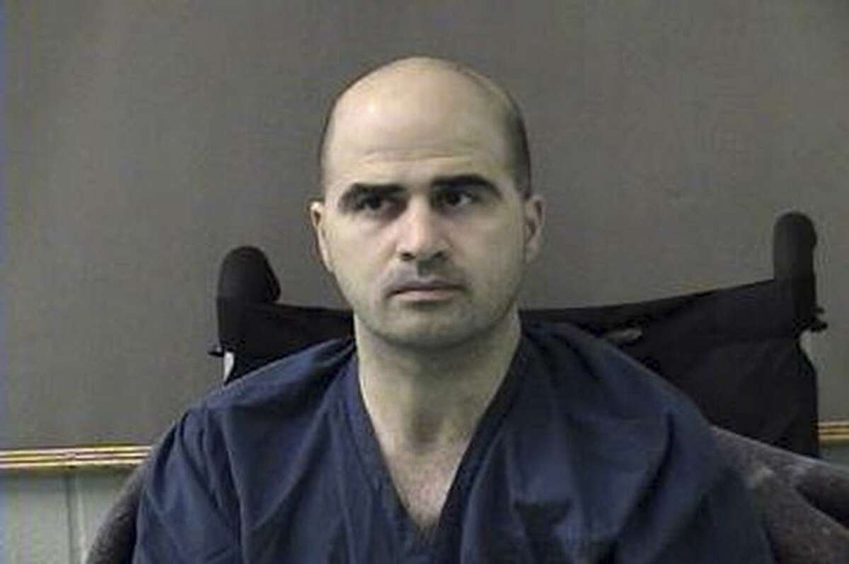 In this photo released by the Bell County Sheriffs Department, U.S. Major Nidal Hasan is shown after being moved from Brooke Army Medical Center in San Antonio to Bell County Jail in Belton, Texas on Friday April 9, 2010. Hasan had been at the military hospital since shortly after a Nov. 5 shooting spree at Fort Hood which left him paralyzed. He is charged with 13 counts of premeditated murder and 32 counts of attempted premeditated murder. (AP Photo/Bell County Sheriffs Department)