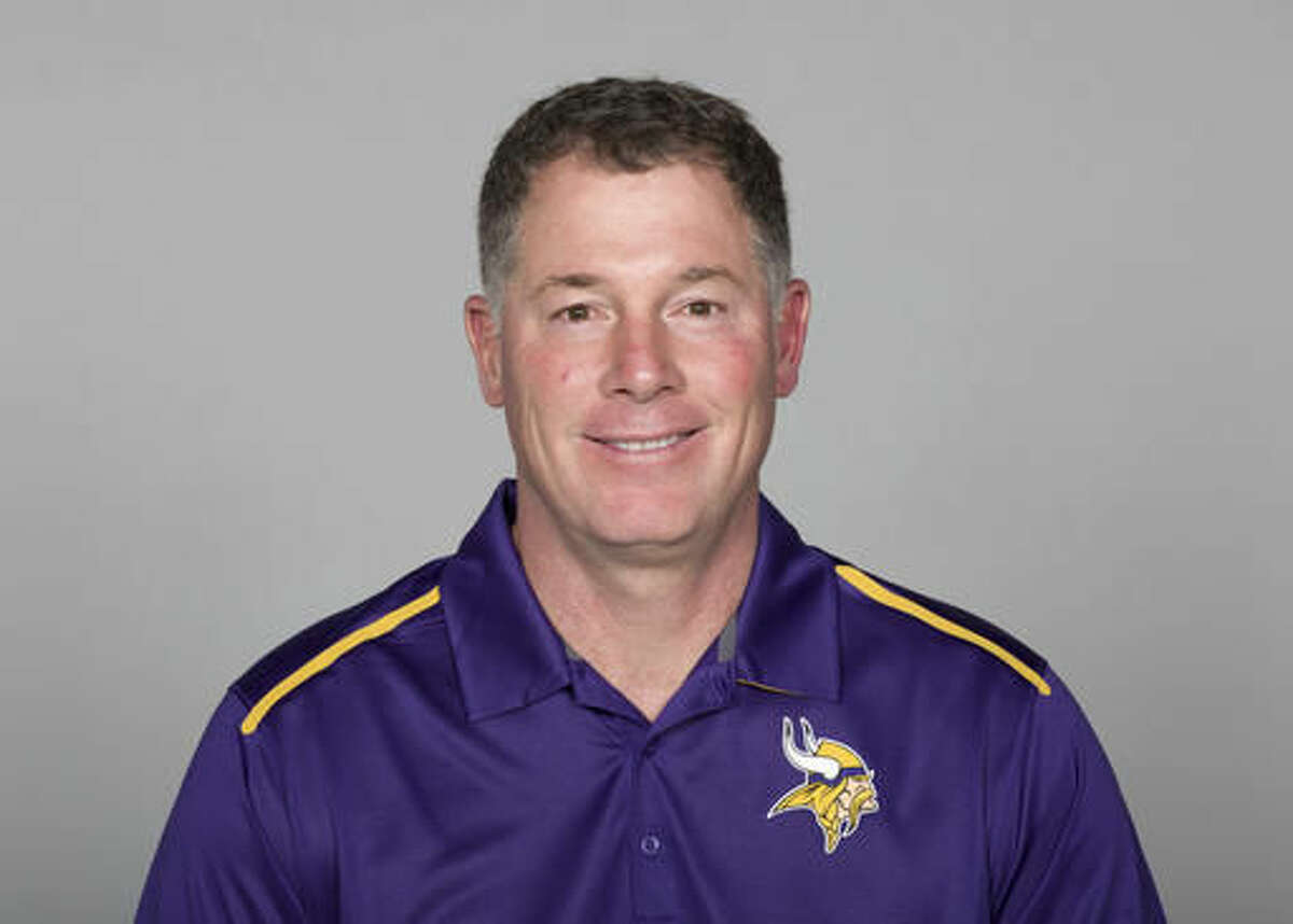 FILE - This is a 2016 file photo showing Pat Shurmur of the Minnesota Vikings NFL football team. Vikings offensive coordinator Norv Turner has resigned. He’s been replaced on an interim basis by Pat Shurmur. The Vikings announced the news on Wednesday, Nov. 2, 2016, two days after their second consecutive defeat. (AP Photo)