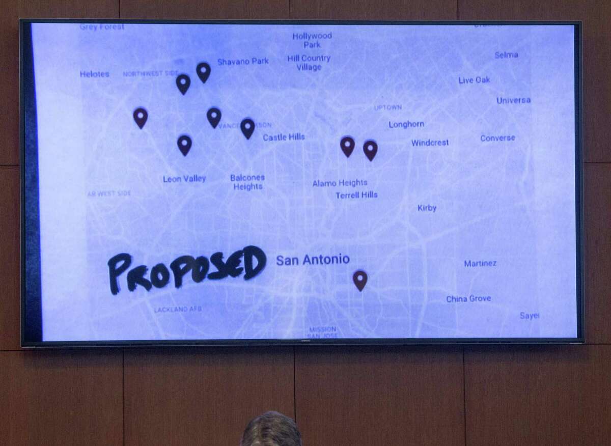 A screen in the San Antonio city council chambers projects Thursday, Dec. 1, 2016, where member of the planning commission candidates set for approval by the council live. Despite objections from several on the dais, the nominees to the open seats were approved.