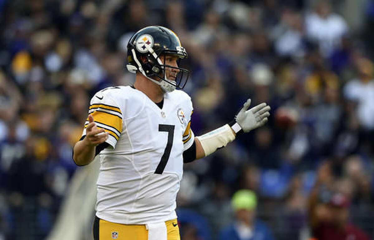 Pittsburgh Steelers quarterback Ben Roethlisberger gestures after not being able to convert for a first down in the second half of an NFL football game against the Baltimore Ravens, Sunday, Nov. 6, 2016, in Baltimore. (AP Photo/Gail Burton)