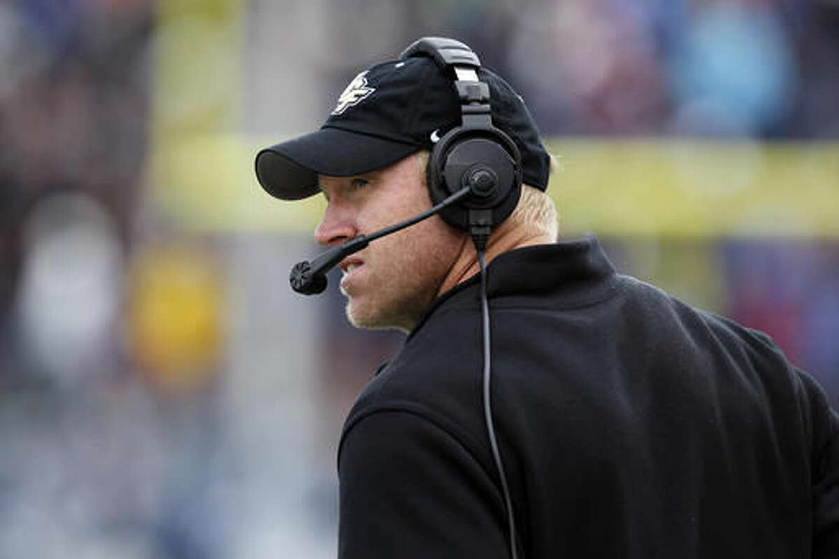 Central Florida head coach Scott Frost watches from the sideline during the second quarter of an NCAA football game against Connecticut Saturday, Oct. 22, 2016, in East Hartford, Conn. (AP Photo/Stew Milne)