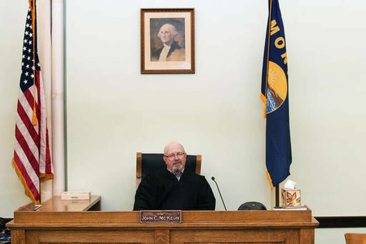 In this undated photo, Montana state District Judge John McKeon is interviewed in his courtroom in Malta, Mont. McKeon has announced plans to retire in November, 2016, after getting national attention for sentencing a man who pleaded guilty to raping his 12-year-old daughter to 60 days in jail and suspending a 30-year prison sentence. (Teresa Getten/Havre Daily News via AP)