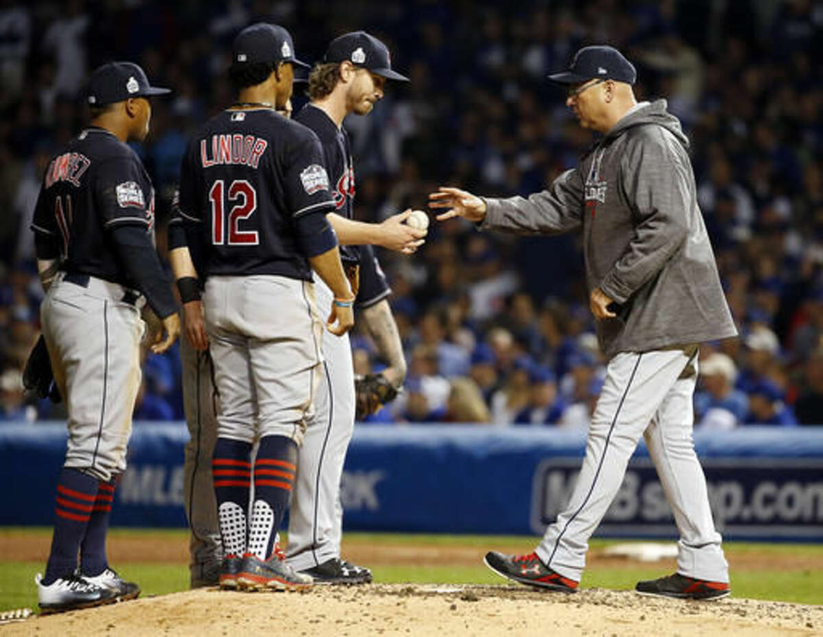 Indians manager TERRY FRANCONA relieves starting pitcher JOSH