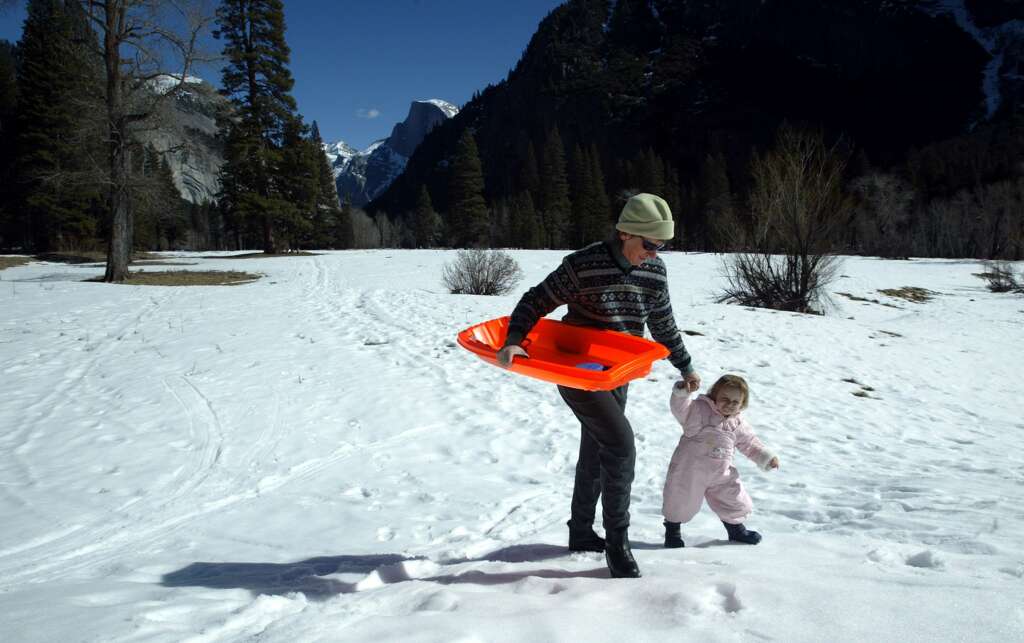 <b>Go sledding or tubing</b> <div><br /></div> <div>The Yosemite Valley not only has slopes designated for skiing, but also an area for kid-friendly fun. The downhill slopes throughout the region are ideal for sledding, tubing, and playing</div>