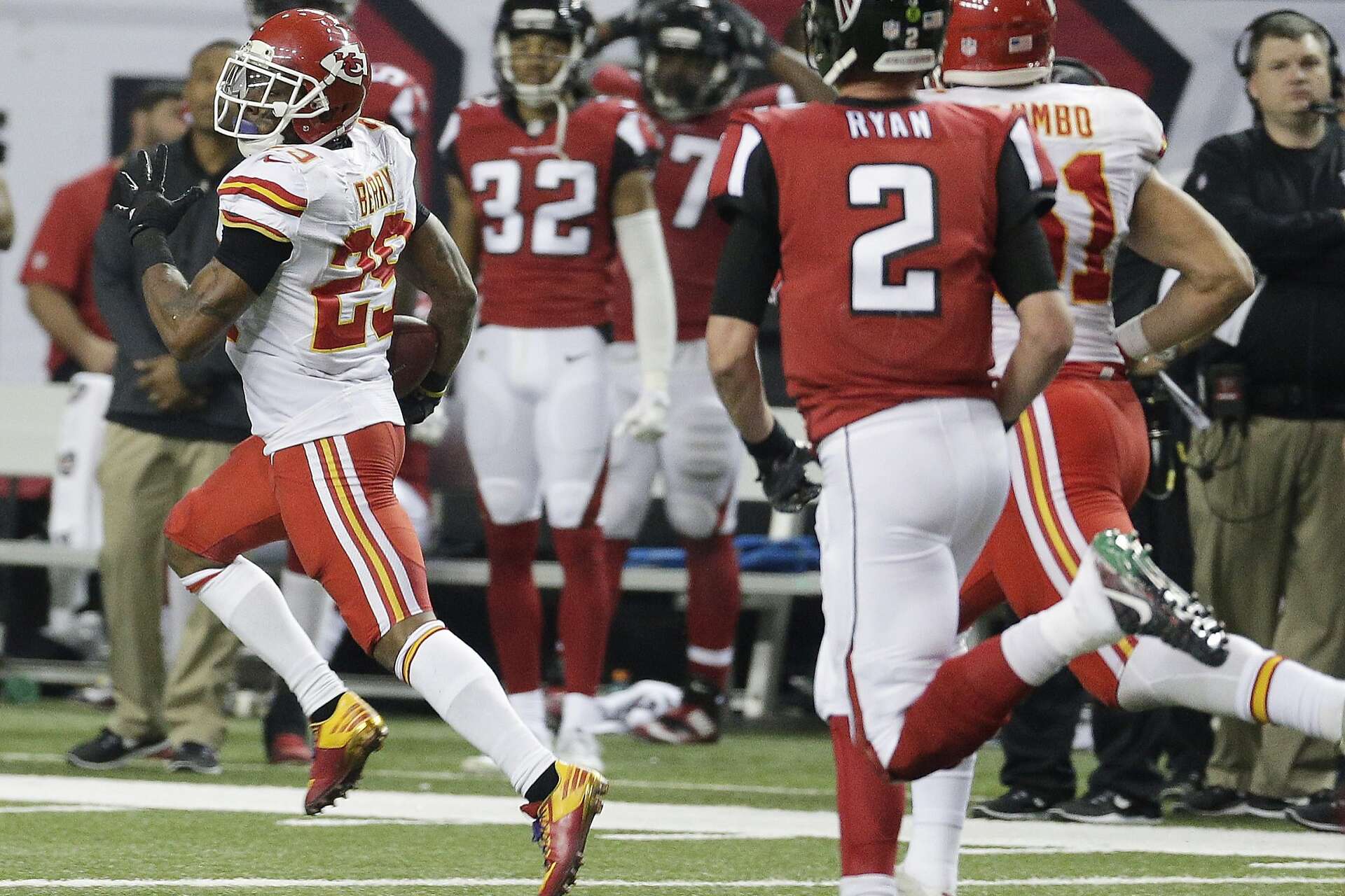 K.C. wins on interception return on PAT try