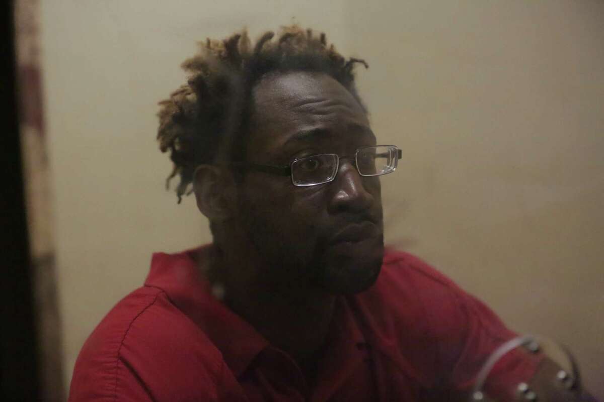 Otis Tyrone McKane, accused of killing Det. Benjamin Marconi, answers questions, on Monday, Dec. 5, 2016, during an interview at the Bexar County Jail.