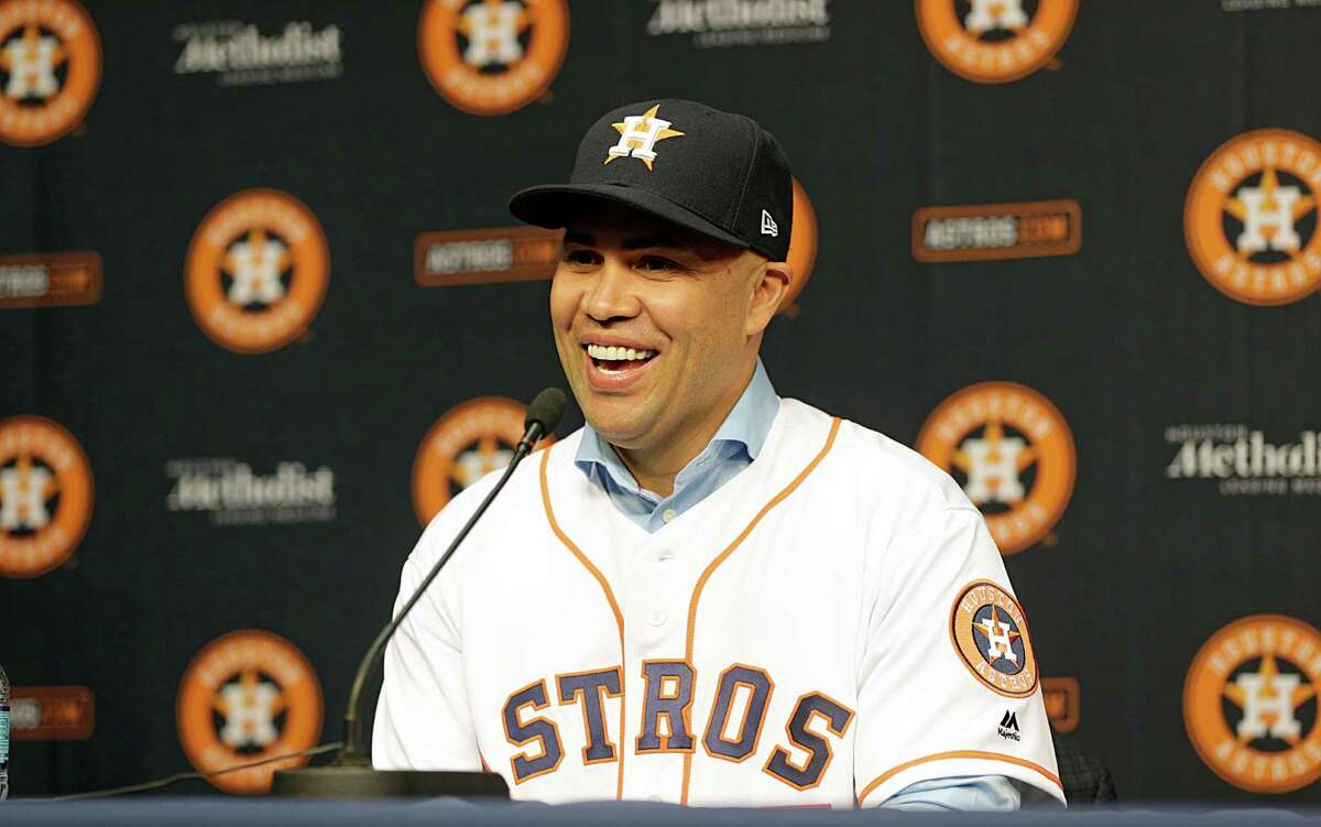 Carlos Beltran during a press conference announcing his signing of a one year contract with the Houston Astros Dec. 5, 2016, in Houston. ( James Nielsen / Houston Chronicle )
