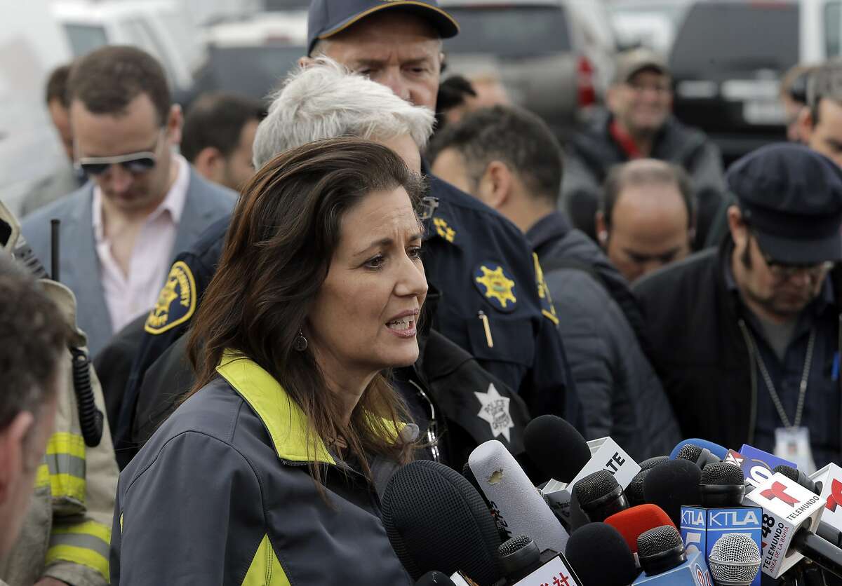 Oakland Mayor Libby Schaaf speaks to the press as recovery efforts continue following the Ghost Ship fire that has so far claimed 36 lives in Oakland, Calif., on Monday, December 5, 2016.