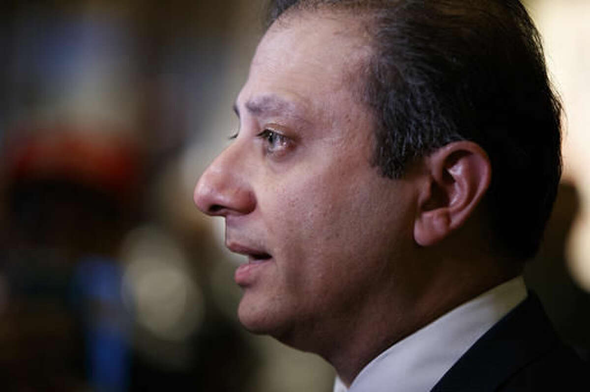 United States Attorney General for the Southern District of New York Preet Bharara speaks with reporters at Trump Tower, Wednesday, Nov. 30, 2016, in New York. (AP Photo/Evan Vucci)
