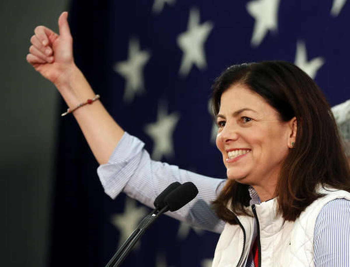 Republican Sen. Kelly Ayotte thanks supporters Wednesday morning, Nov. 9, 2016, after telling them her race with Democratic challenger for Senate, Gov. Maggie Hassan was too close to call in Concord, N.H. (AP Photo/Jim Cole)