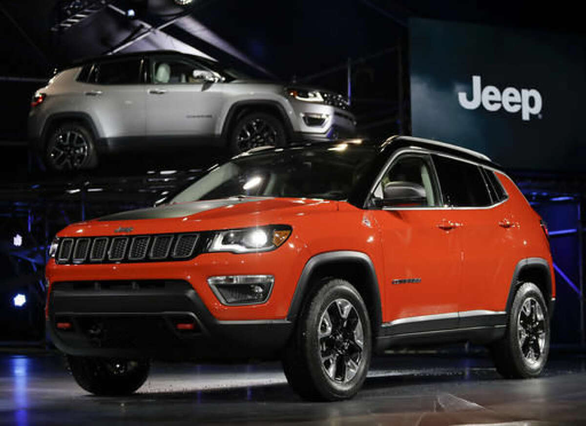 The 2017 Jeep Compass is displayed at the Los Angeles Auto Show in Los Angeles, Thursday, Nov. 17, 2016. (AP Photo/Chris Carlson)