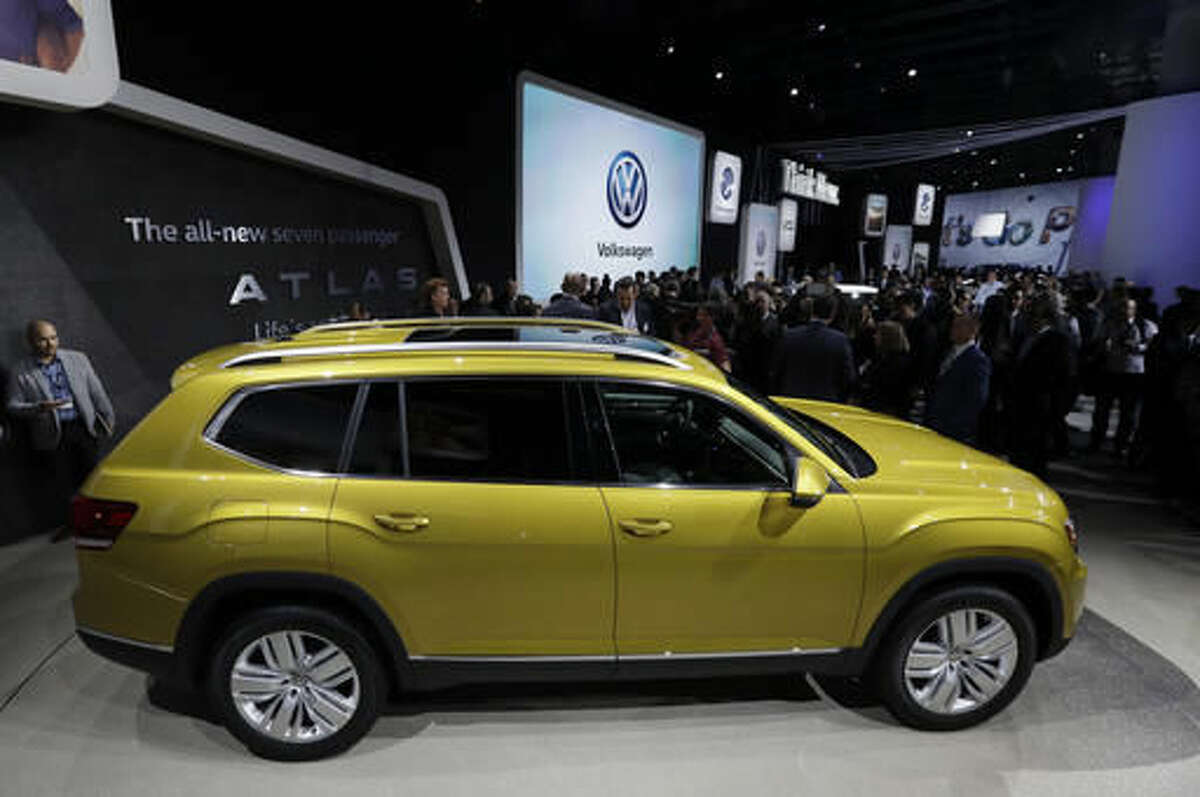 The 2017 Volkswagen Atlas is shown during the Los Angeles Auto Show in Los Angeles, Thursday, Nov. 17, 2016. (AP Photo/Chris Carlson)