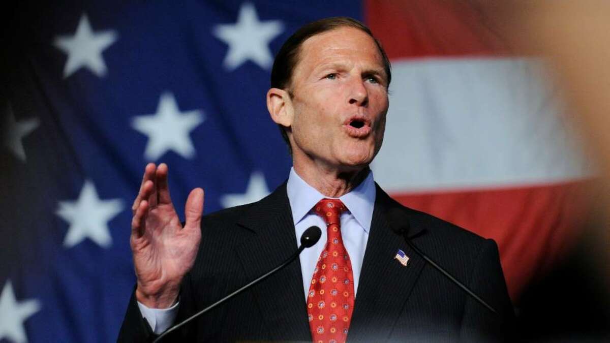 Attorney General Richard Blumenthal gives acceptance speech as the Democratic candidate for U.S. Senator during 2010 State Democratic Convention at the Connecticut Expo Center, May 21, 2010, Hartford,